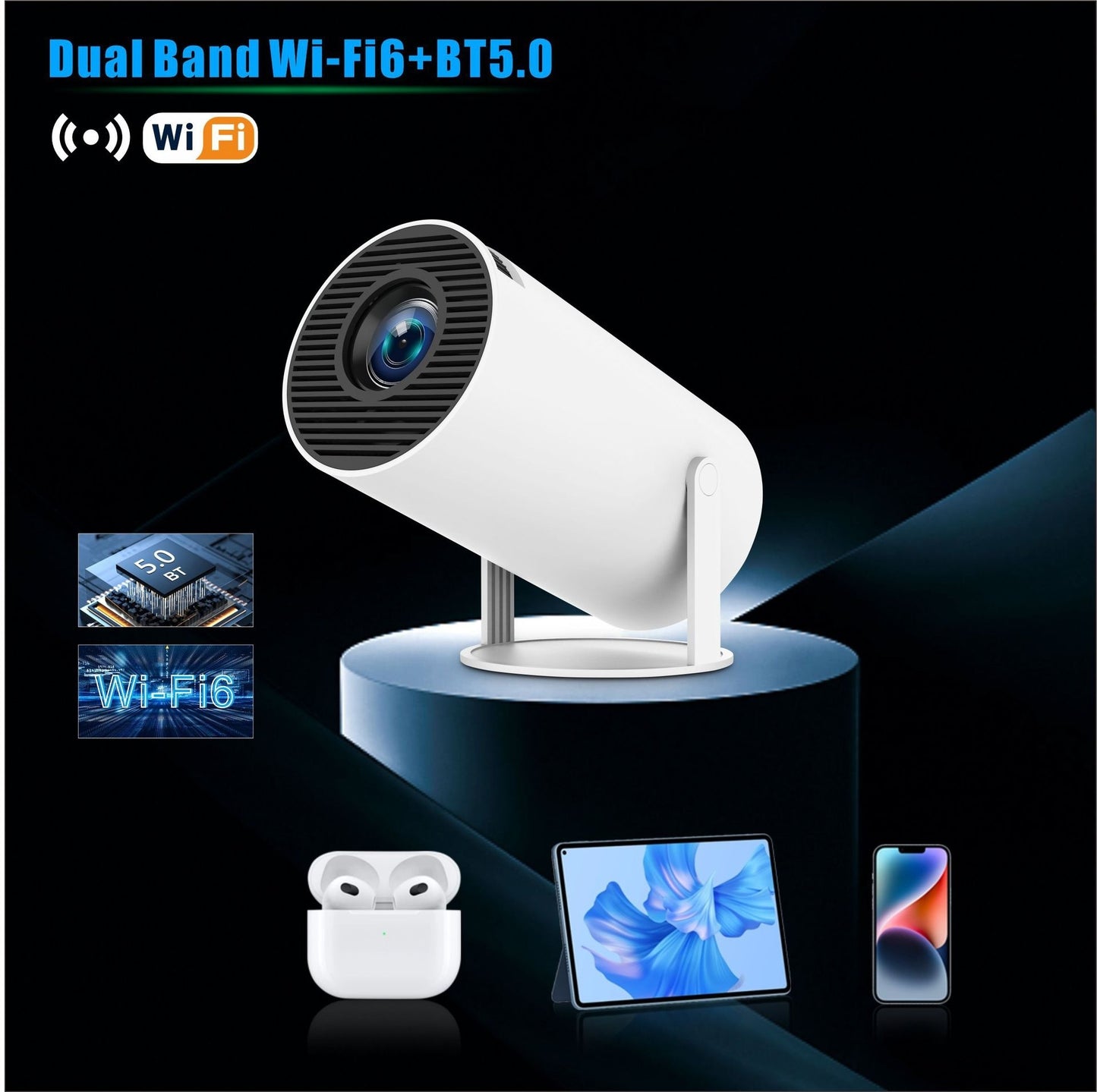 TailedTales™ HY300 Pro Projector Home Theater Entertainment Portable Small Projector