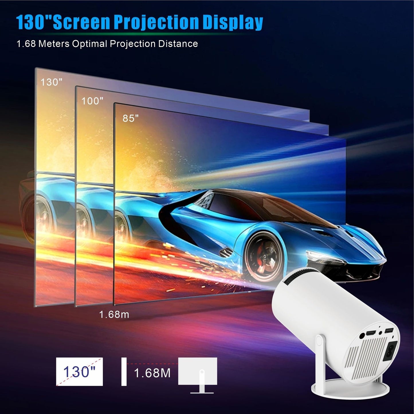 TailedTales™ HY300 Pro Projector Home Theater Entertainment Portable Small Projector